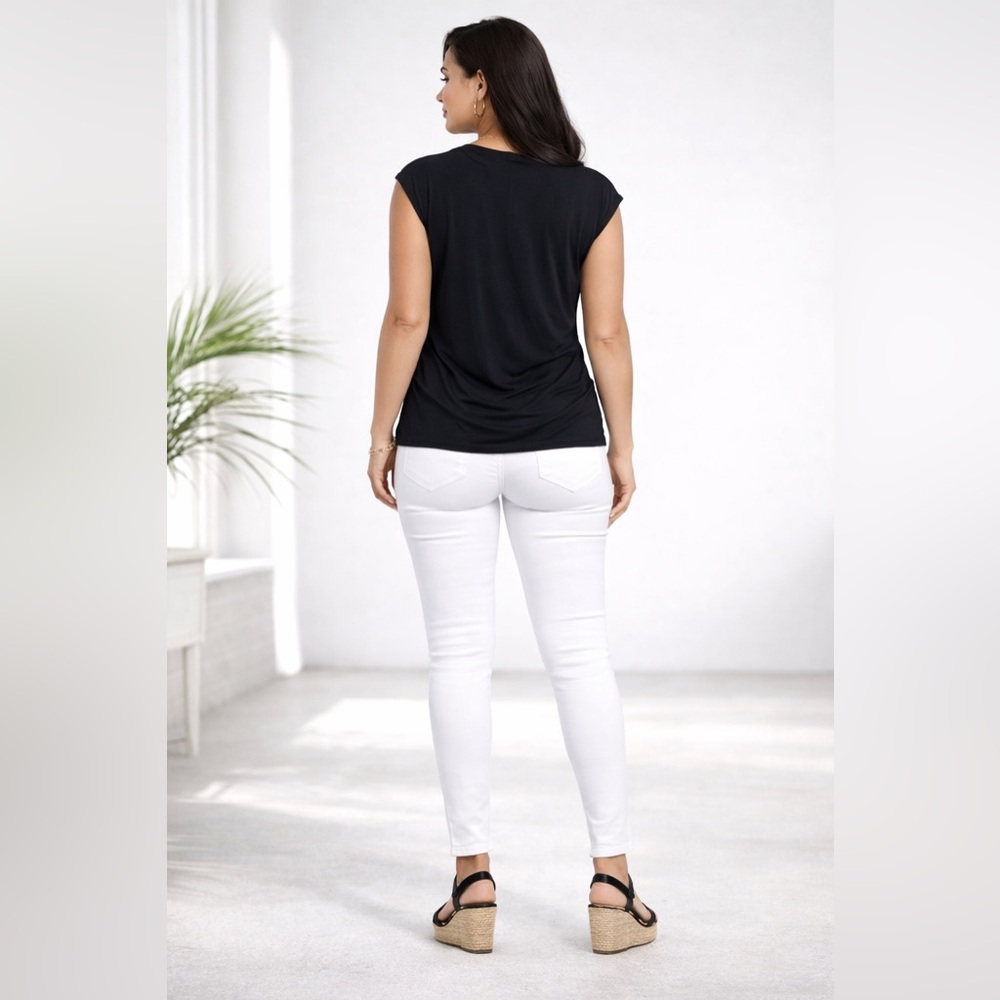 Women’s Catherine Malandrino Black Drape Blouse/Top/sleeveless/Wrap